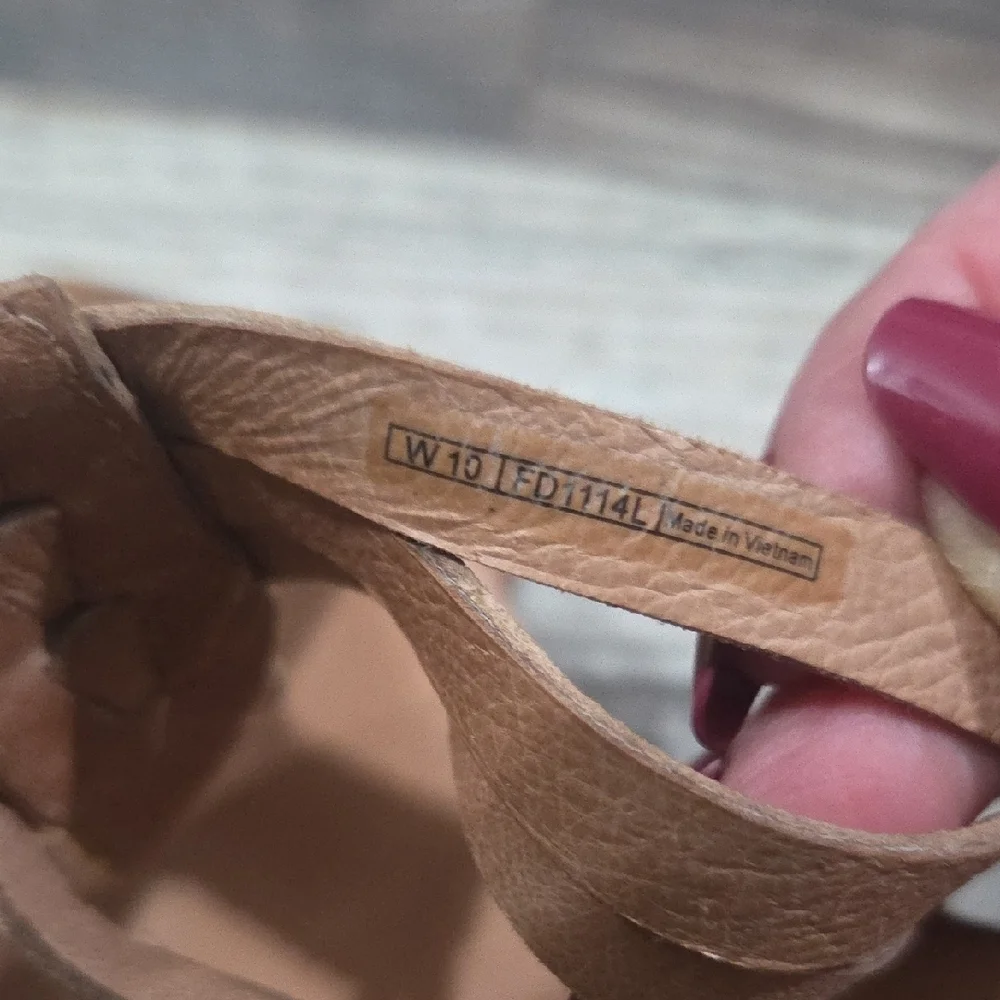 UGG Tan Leather Wedge Sandals